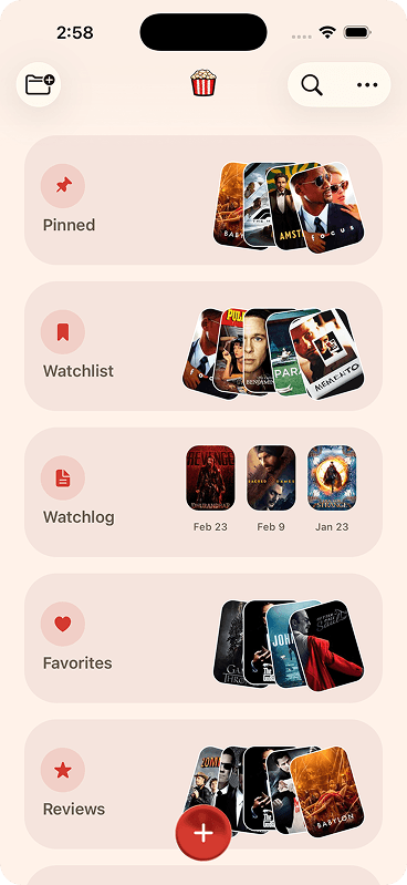 Watchlist Central home with Pinned, Watchlist, Watchlog, Favorites and Reviews